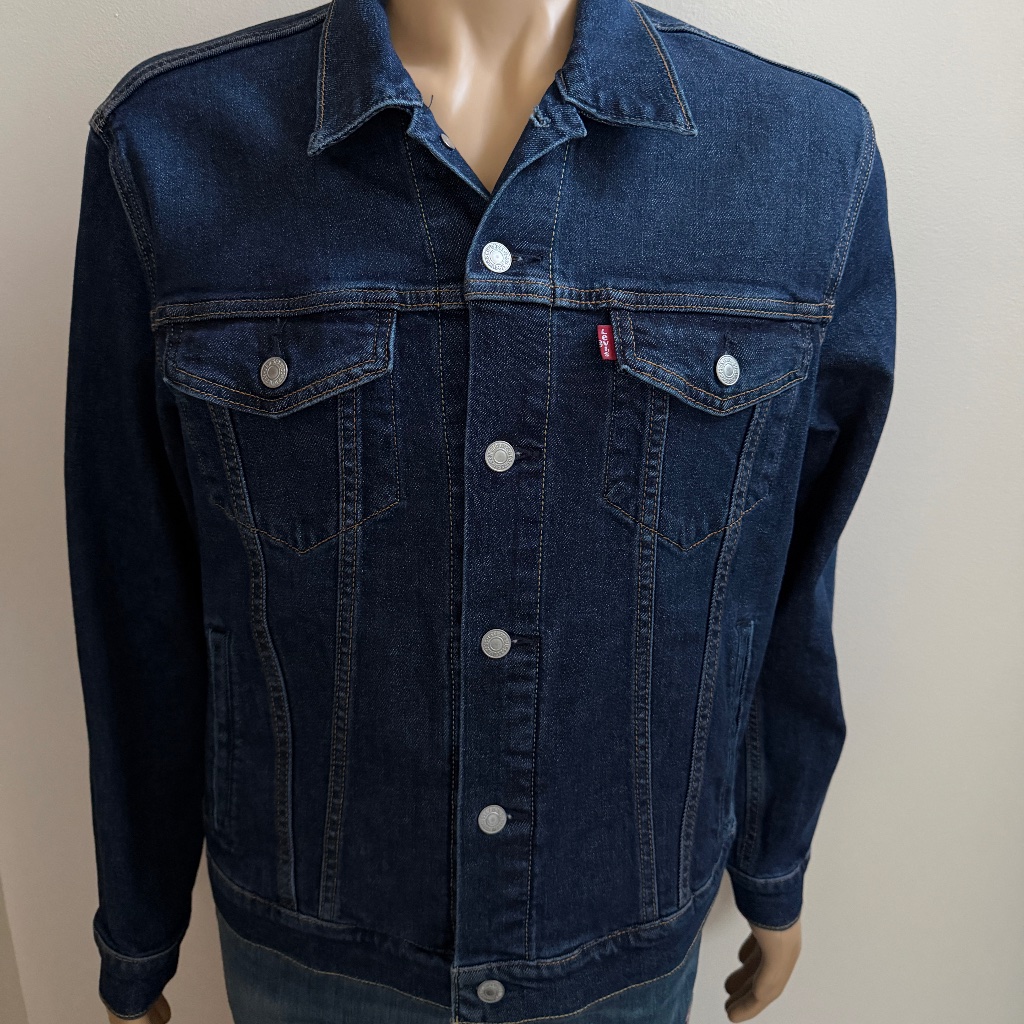 Levi's Levi Levis Strauss Men Trucker Jacket Dark Blue Denim Jean M $89.50